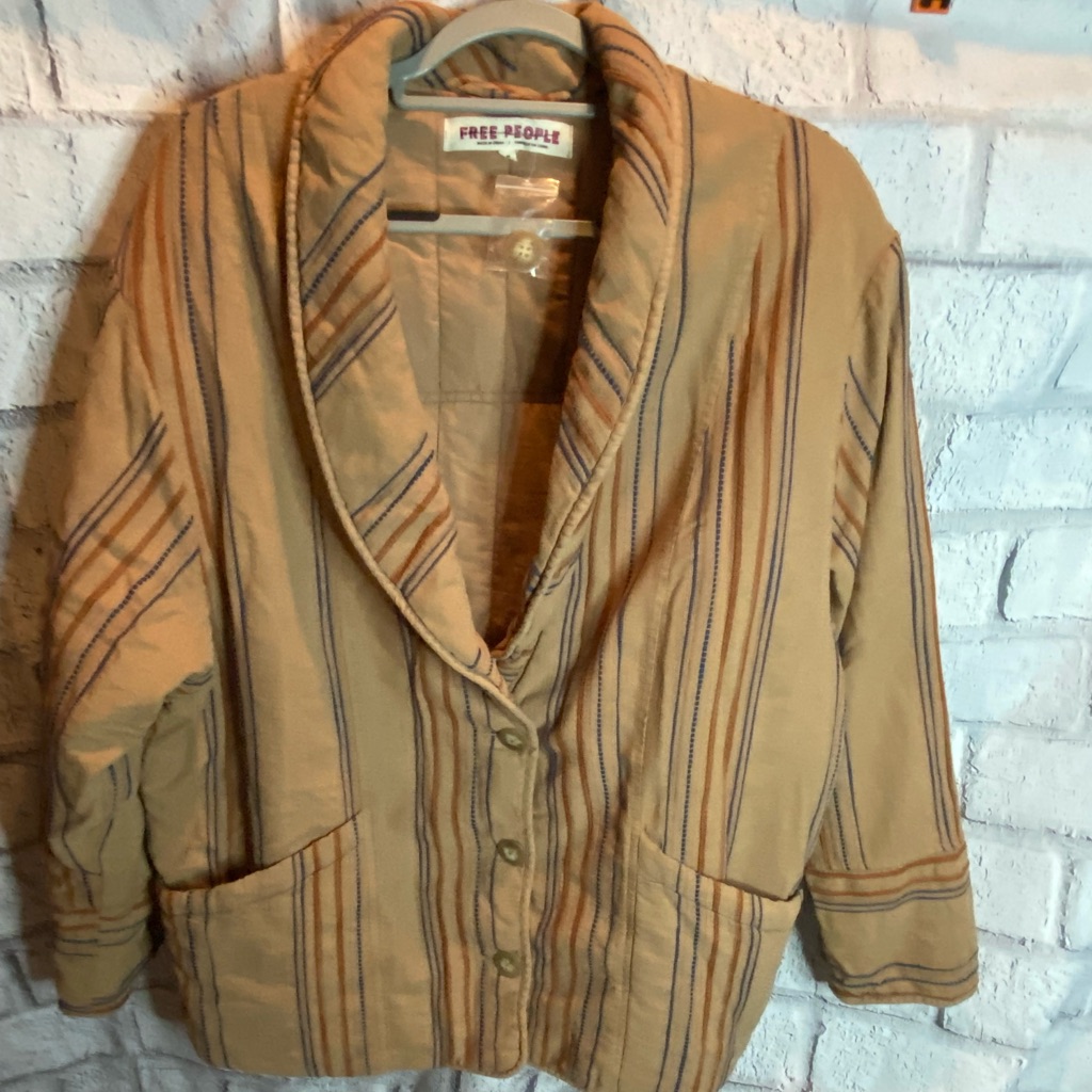 Free People (Rare) Striped Puffer Jacket. Nwot